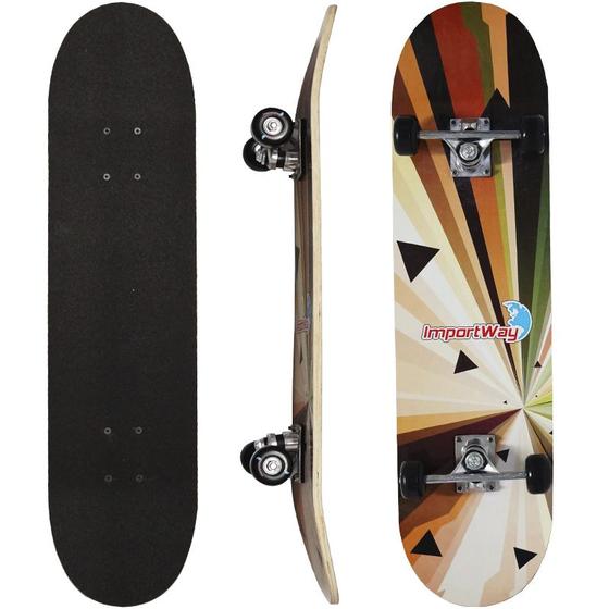 Imagem de Skate Infantil 31 Iniciante Montado Completo Masculino Feminino Importway BW-014 Estampado