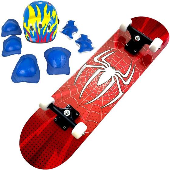Imagem de Skate Infantil Esqueite Homem Spider Aranha Skat + Proteção