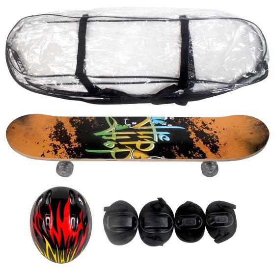 Skate Infantil Radical Com Acessórios de Segurança Shape Hip Hop Menor preço em Skate Infantil Radical Com Acessórios de Segurança Shape Hip Hop