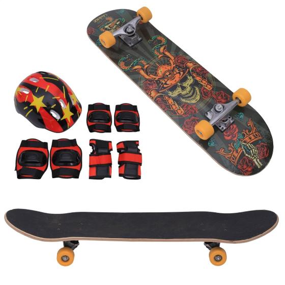 Imagem de Skate Infantil Radical com Kit de Proteção Capacete Até 90 Kilos