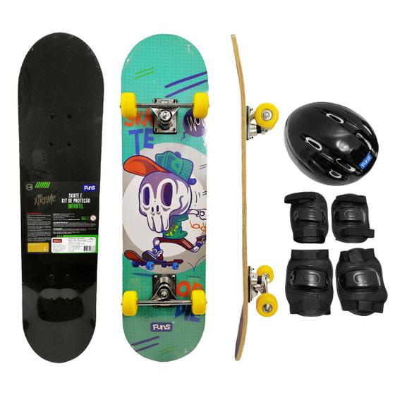 Imagem de Skate Infantil Radical Funs Completo Montado Com Kit De Proteção Com 7 Peças Ajustáveis Até 50Kg