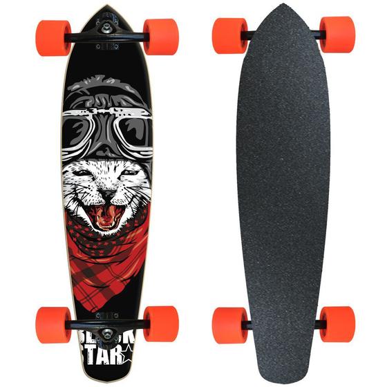 Imagem de Skate Longboard Fish completo Black Star - Cat