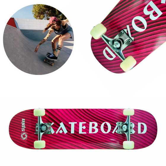 Imagem de Skate Montado Semi Profissional Skatetboard Spin ABEC 9