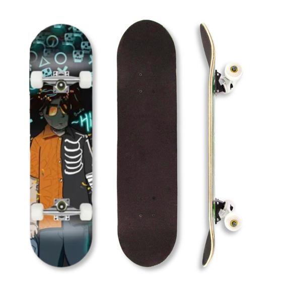 Imagem de Skate Profissional Montado Estampas Shape com Trucks e Rodas
