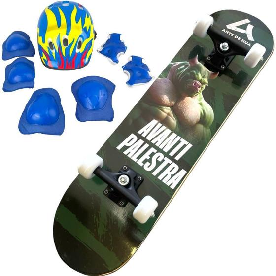 Imagem de Skate Semi Profissional Iniciante Time Verdão + Kit Proteção