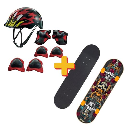 Imagem de Skate Semi Profissional Para Iniciante Infantil Kit Proteção