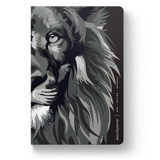 Imagem de Sketch & Planner - Lion Colors Black & White - Ore, Estude, Desenhe Sortido