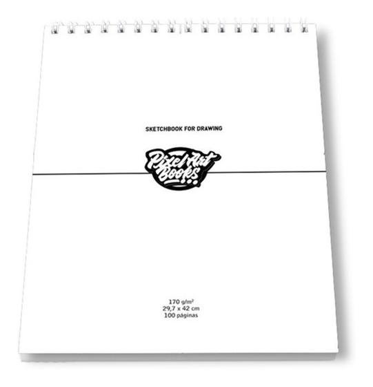 Imagem de Sketchbook Caderno Para Desenho Pixel Art Books Capa Branca 29,7X42cm A3 170grs 100 Paginas