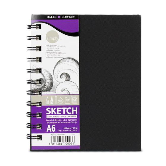 Imagem de Sketchbook com Espiral Daler Rowney Simply A6 100g 54 Folhas