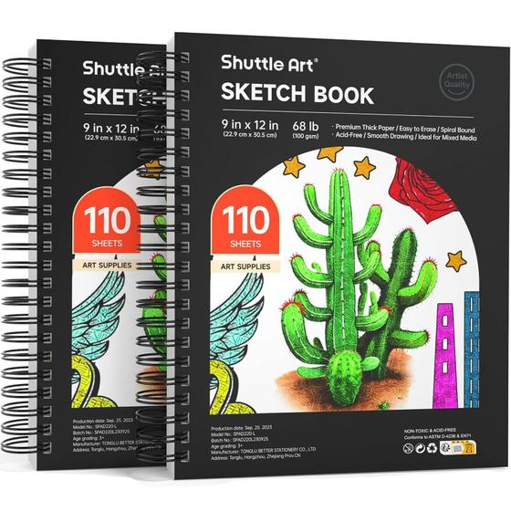 Imagem de Sketchbook Shuttle Art 9x12 em 220 folhas, pacote com 2