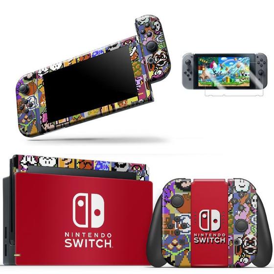 Imagem de Skin Adesivo Protetor para Nintendo Switch + Película Mario Nintendo Switch b1