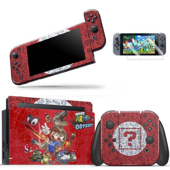 Imagem de Skin Adesivo Protetor para Nintendo Switch + Película Super Mario Odyssey b1