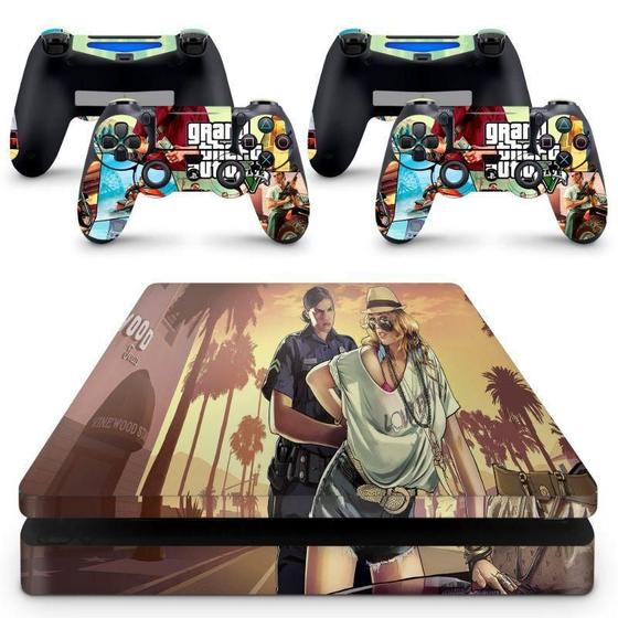 Imagem de Skin Adesivo Protetor Ps4 Slim Gta V Grand Theft Auto 5 B4