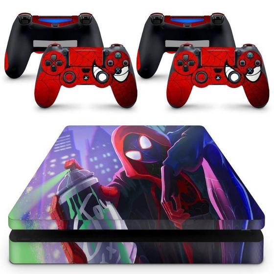 Imagem de Skin Adesivo Protetor Ps4 Slim Spider-Man Miles Homem Aranha