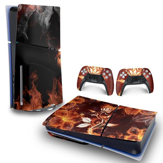 Imagem de Skin PS5 Slim Adesivo Horizontal - Fire Flower