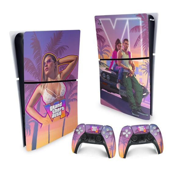 Imagem de Skin PS5 Slim Playstation 5 Adesivo Vertical - GTA 6 VI