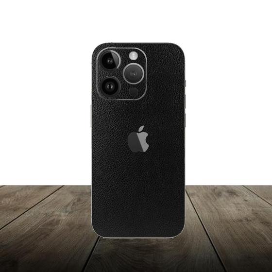 Imagem de Skin Traseira COURO PRETO para Smartphone Apple