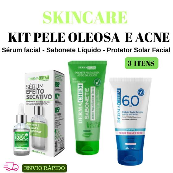 Imagem de Skincare Oleosidade Kit Dermachem com Protetor Solar Facial