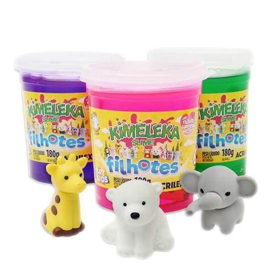 Imagem de Slime com Filhote Surpresa Kimeleka 180g Kit com 3 Unidades