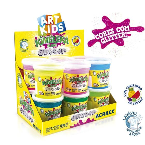 Imagem de Slime Kimeleka Glitter Lavável Caixa 12 Potes Artkids