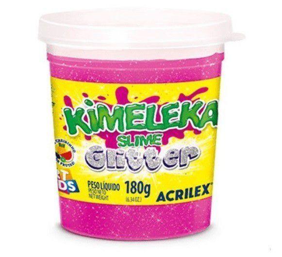 Imagem de Slime kimeleka pote 180g glitter brilhante rosa - acrilex