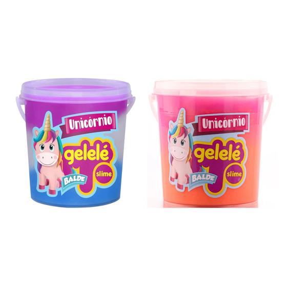 Imagem de Slime Unicórnio Conjunto Gelelé Com 2 Baldes 457g Cada