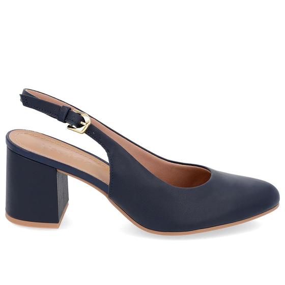 Imagem de Slingback Azul Salto Bloco Couro