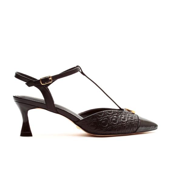 Imagem de Slingback Couro Preto Salto Médio Cecconello 2409001-3