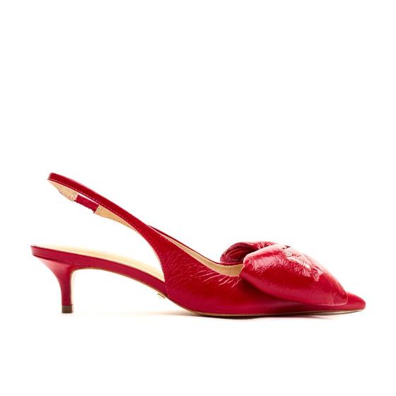 Imagem de Slingback Couro Vermelho  Salto Baixo Cecconello 2389002-6