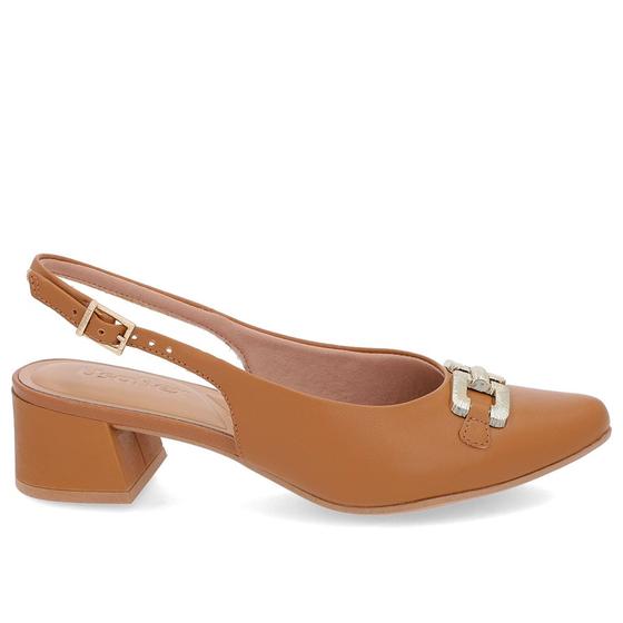 Imagem de Slingback Marrom Salto Bloco Couro