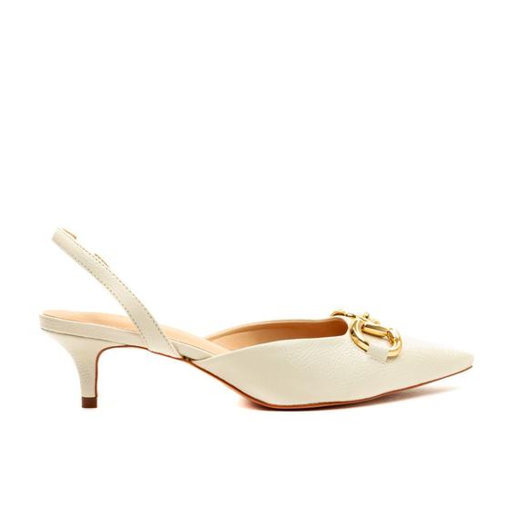 Imagem de Slingback Off White Salto Baixo Cecconello 2389001-9