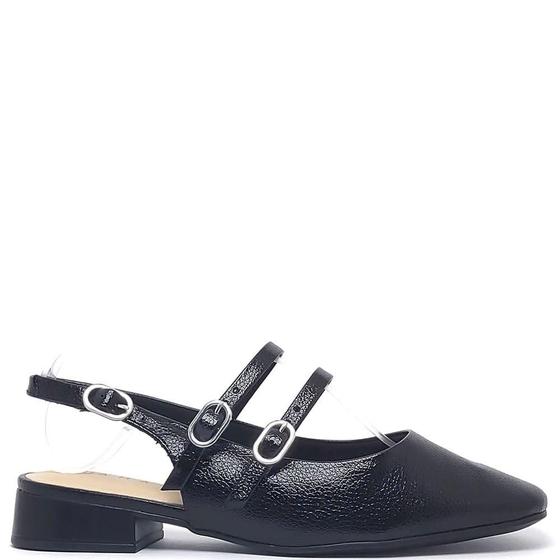 Imagem de Slingback Ramarim Preto  Salto Baixo Verniz 2415131-1