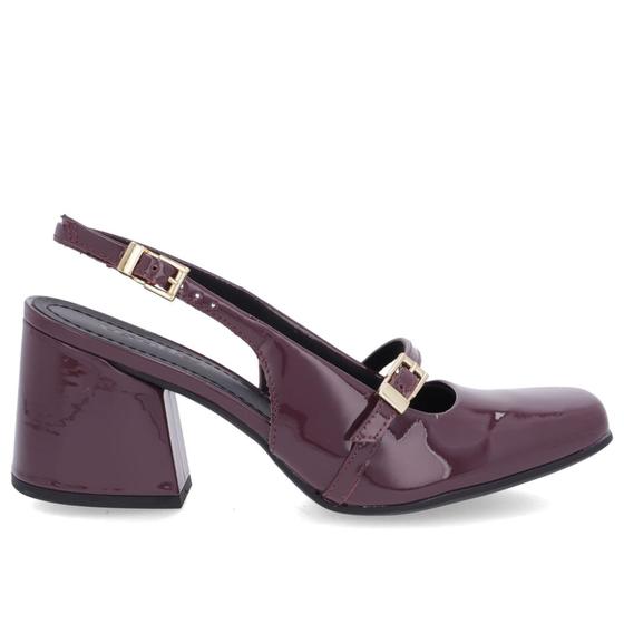 Imagem de Slingback Roxo Salto Bloco Couro Detalhe Tira