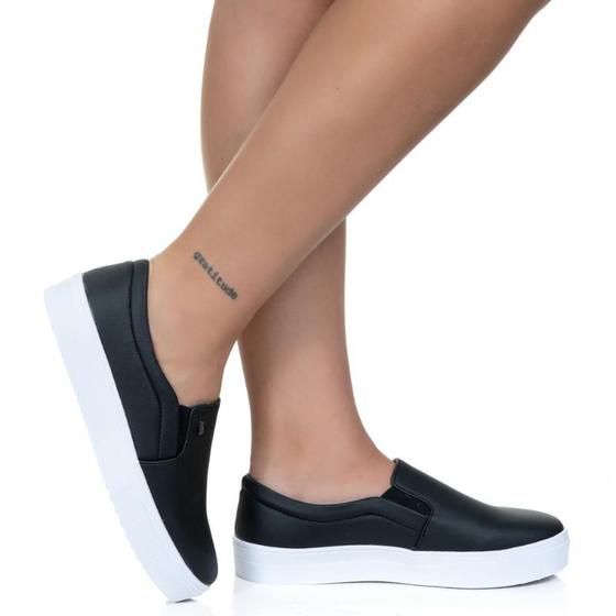 Imagem de Slip On Feminino Iate Casual Preto Estilo Shoes