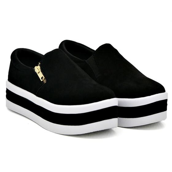 Slip On Feminino Sola Alta Tênis Plataforma Com Zíper Iate Macio Para Ficar Alta - GuGi Imagem de Slip On Feminino Sola Alta Tênis Plataforma Com Zíper Iate Macio Para Ficar Alta