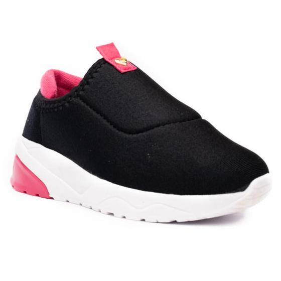 Imagem de Slip On Infantil Molekinha Detalhe Coração - Preto e Rosa