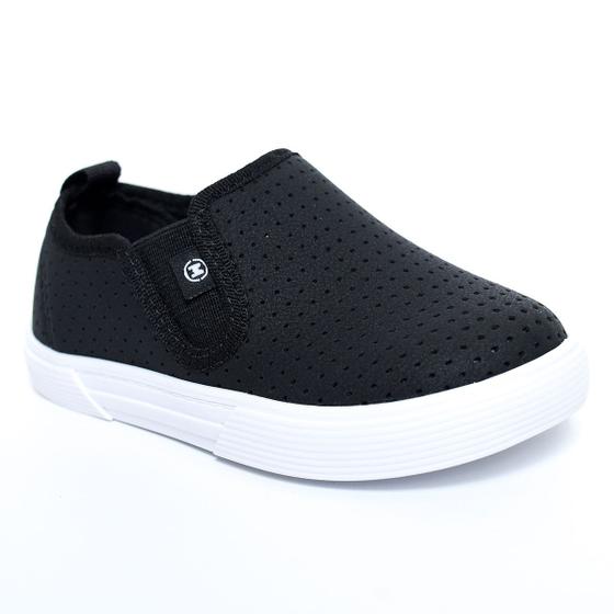 Imagem de Slip On Infantil Molekinho Perfuros Casual - Preto e Branco