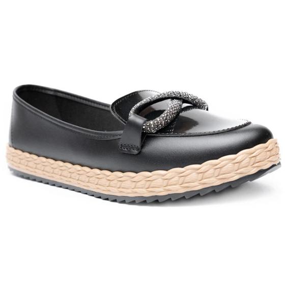 Imagem de Slip On Moleca Casual Strass Feminino - Preto