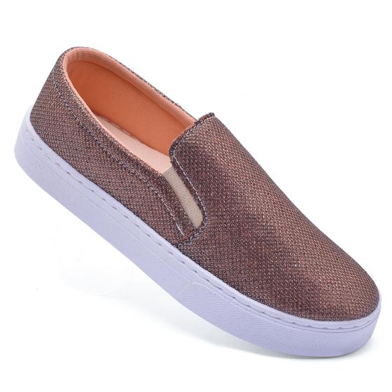 Slip On Sapatenis Feminino Sem Cadarço Casual Brilho Menina de
