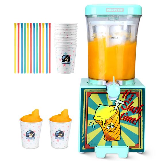 Imagem de Slushie Machine Party Ice para casa com 10 xícaras e canudos