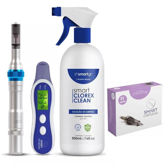 Imagem de Smart Derma Pen + Clorex + Analyzer + 10 Cartuchos Smart Gr