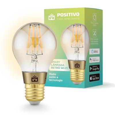Imagem de Smart Lâmpada Retrô LED Positivo Estilo Incandescente com Wi-Fi 7W Dourada/Âmbar