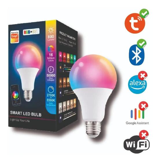 Imagem de Smart Tuya Lâmpada Inteligente Bluetooth Bulbo E27 Colorido Rgb branco quente frio 15W