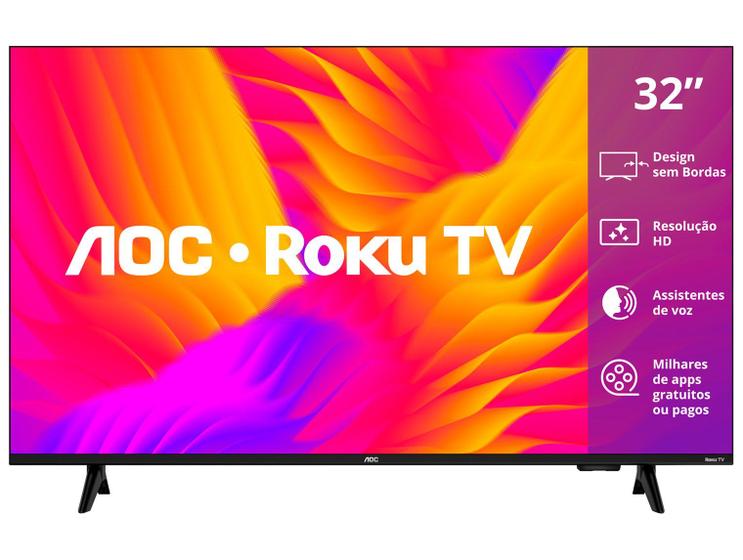Smart TV 32" AOC HD DLED Série 5155 32S5155/78G Roku TV 2025 Imagem de Smart TV 32" AOC HD DLED Série 5155 32S5155/78G Roku TV 2025