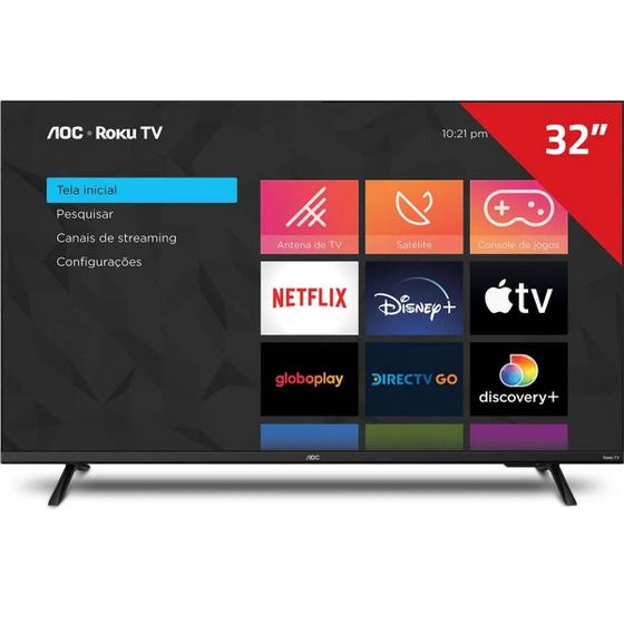 Imagem de Smart Tv 32 Polegadas AOC/ROKU 3 HDMI Sem borda 110-240V