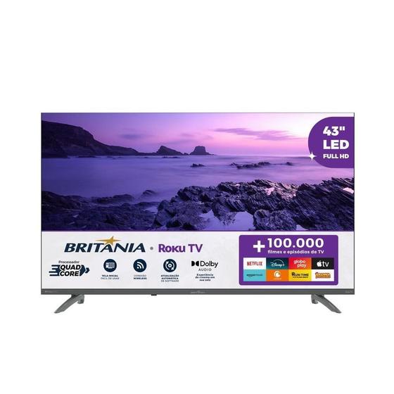 Smart TV 43” Britânia BTV43VA4REGB Roku TV Imagem de Smart TV 43” Britânia BTV43VA4REGB Roku TV