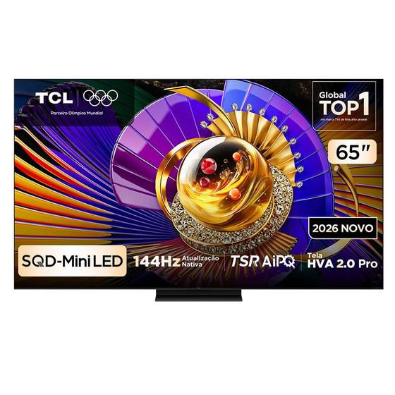 Smart TV 4K TCL TOP Premium SQD-Mini LED 65” Polegadas Processador AiPQ Pro, Dolby Vision, 144Hz, Google TV - 65C7L