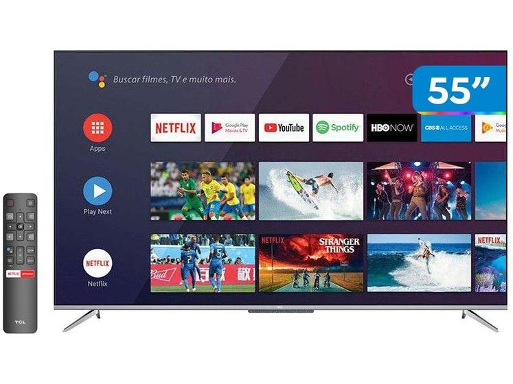 Smart TV 4K UHD LED 55” TCL 55P715 Android Wi-Fi - Bluetooth 3 HDMI 2 USB Imagem de Smart TV 4K UHD LED 55” TCL 55P715 Android Wi-Fi