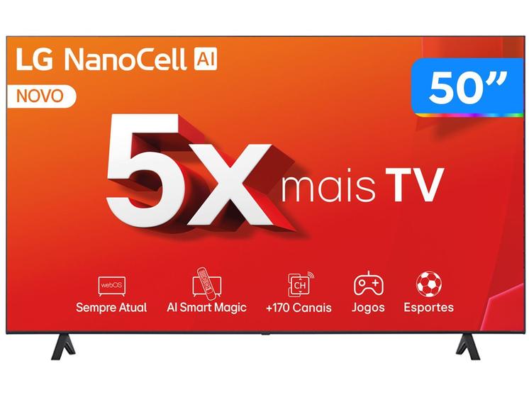 Smart TV 50" 4K LCD LED NanoCell LG 50NANO80TSA WebOS 24 Processador α5 Ger7 Wi-Fi e Bluetooth com Alexa 3 HDMI 2 US Imagem de Smart TV 50" 4K LCD LED NanoCell LG 50NANO80TSA WebOS 24 Processador α5 Ger7 Wi-Fi e Bluetooth com Alexa 3 HDMI 2 US