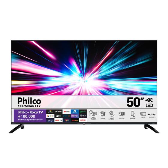 Imagem de Smart TV 50” Philco 4K  PTV50G7ER2CPBL Roku Led Dolby Audio